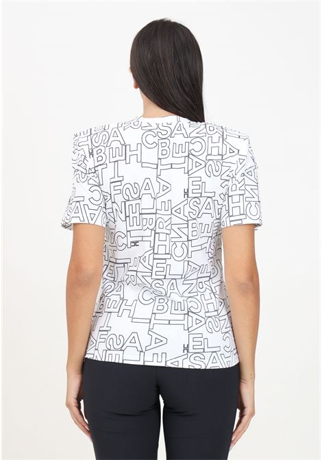 White short-sleeved T-shirt for women with all-over lettering ELISABETTA FRANCHI | MA01746E2392